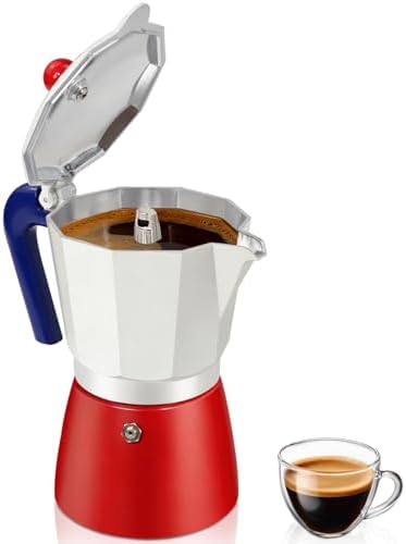 Coffee Maker Stovetop Espresso Maker 6 Cup Aluminum Moka Pot Percolator 10oz 300ml Easy Brewing for Electric Ceramic Stoves Home Camping Italian Cuban Café Classic