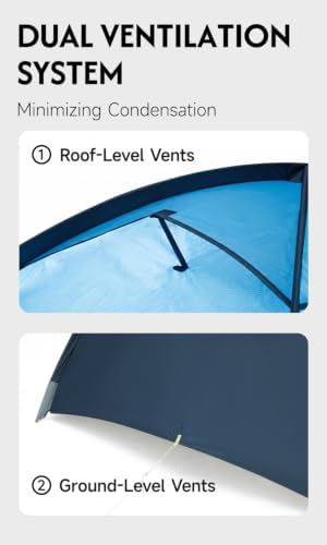 MOBI GARDEN Talo 2 Person Backpacking Tent, 2-Step Quick Setup Camping Tent