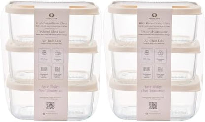 Glass Food Storage Containers with Lids — 12 Piece — 24.4 oz Glass with BPA-Free Leak Resistant Stackable Lids — Microwave, Oven & Dishwasher Safe — Ideal for Meal Prep & More - Vanilla Mist
