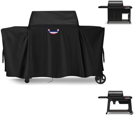 Grill Cover for Traeger Woodridge Pro/Elite Grills, Outdoor Waterproof BBQ Smoker Cover with Top Handles & Adjustable Straps, Pellet Grill Heavy Duty Accessory- 69x28x47 in, Black