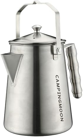 CAMPINGMOON 1.5L Campfire Kettle Stainless Steel Camping Coffee Pot Full capacity 1.86L SW-6