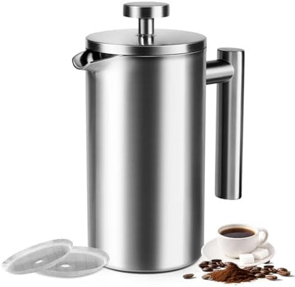 French Press 24 oz, Premium Stainless Steel French Press Coffee Maker 2 cup