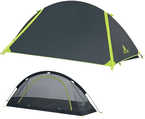 Lightweight 1/2 Person Backpacking Tent, Single Aluminum Pole Camping Tent