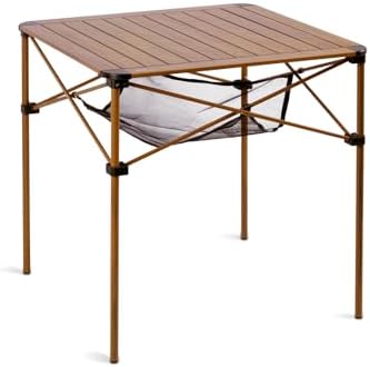 iClimb Lightweight Stable Alu. Folding Square Table Roll Up Top (Nature, L)