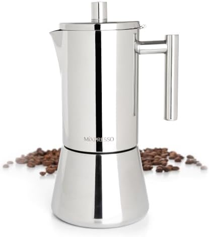 Mixpresso 9 Cup Stainless Steel Moka Pot Stovetop Espresso Coffee Maker