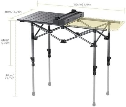 Anbte 3ft Aluminum Roll Top Folding Camping Table, Portable, 32”X16”, Black