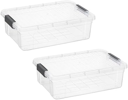 Superio 13.7 Quart Clear Plastic Storage Bin with Lid, Stackable Organizer Box, BPA-Free Storage Container for Home, Garage, School & Office, 2 Pack