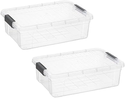 Superio 13.7 Quart Clear Plastic Storage Bin with Lid, Stackable Organizer Box, BPA-Free Storage Container for Home, Garage, School & Office, 2 Pack