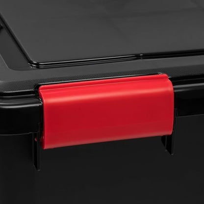 IRIS USA 3-Pack 106 Qt Storage Bins with Gasket Lids, Black/Red