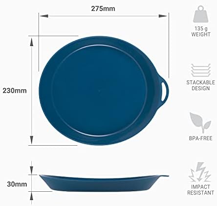 Lifeventure Ellipse Plastic 4-Piece Tableware Set: Knife/Fork/Spoon, Plate, Bowl, Mug for Camping, Travel & Outdoor