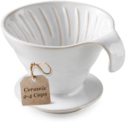 Gomakren Pour Over Coffee Maker, Single-Hole, White Ceramic Coffee Dripper