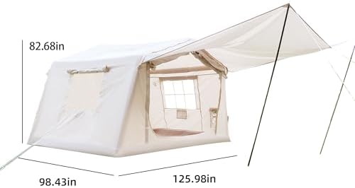 8 m ² Inflatable Tents for Camping with Canopy, Blow Up Tent with Hand Pump, Easy Setup InflatableTent 4 Season Tent, Waterproof Oxford Air Glamping Tents for Camping Adult 4/6/8 Person