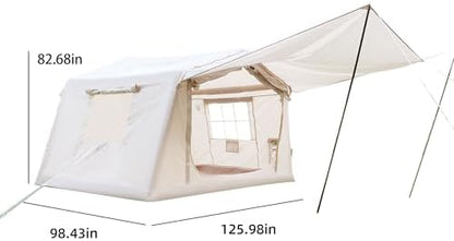 8 m ² Inflatable Tents for Camping with Canopy, Blow Up Tent with Hand Pump, Easy Setup InflatableTent 4 Season Tent, Waterproof Oxford Air Glamping Tents for Camping Adult 4/6/8 Person