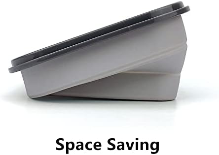 CARTINTS Large 1200ml Collapsible Bowls with Lids, Silicone Food Storage Containers, Space-Saving Meal Prep Containers For Kitchen and Outdoors Camping, Set of 3, Grey