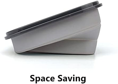 CARTINTS Large 1200ml Collapsible Bowls with Lids, Silicone Food Storage Containers, Space-Saving Meal Prep Containers For Kitchen and Outdoors Camping, Set of 3, Grey