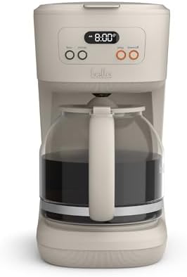 bella 12-Cup Programmable Coffee Maker with No-Drip Glass Carafe, Oatmilk