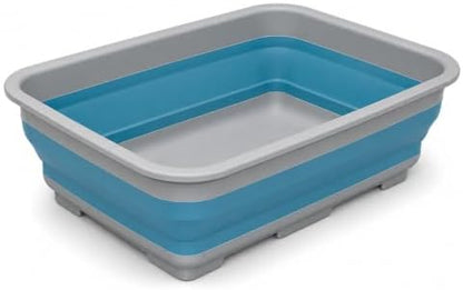 Goderewild Collapsible Dish Pan, 10L (2.6 Gal) Foldable Sink Tub, Blue