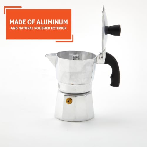 IMUSA USA B120-41V Aluminum Espresso Stovetop Coffeemaker 1-cup, Silver