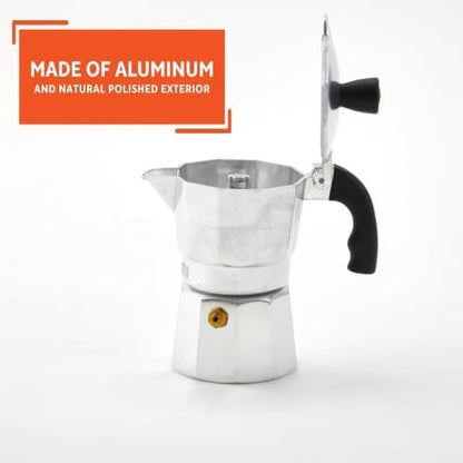 IMUSA USA B120-41V Aluminum Espresso Stovetop Coffeemaker 1-cup, Silver