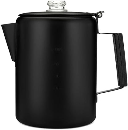 COLETTI Bozeman Black Percolator Coffee Pot — Camping Coffee Pot — America’s Sleekest Percolator – NO Aluminum or Plastic [12 cup]