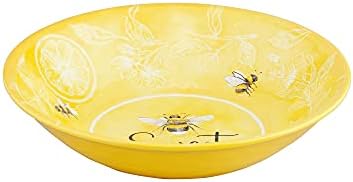 UPware 12 Piece Sweet Bees Melamine Dinnerware Sets, Outdoor Dishes Set, Plates and Bowls Sets, Service for 4, Yellow