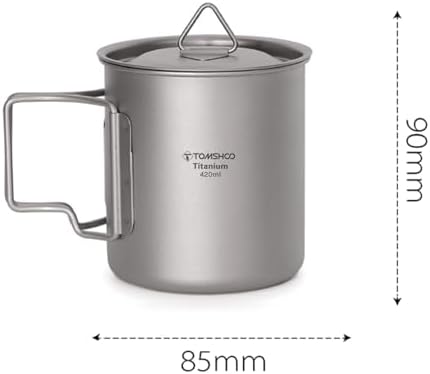 TOMSHOO 450ml/15oz Titanium Mug Camping Titanium Pot with Lid