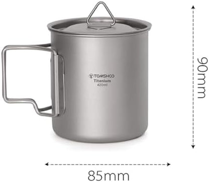 TOMSHOO 450ml/15oz Titanium Mug Camping Titanium Pot with Lid