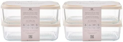 Glass Food Storage Containers with Lids — 8 Piece — 57.5 oz Glass with BPA-Free Leak Resistant Stackable Lids — Microwave, Oven & Dishwasher Safe — Ideal for Meal Prep & More - Vanilla Mist