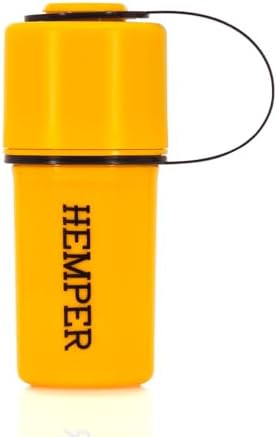 Hemper Keeper 3‑in‑1 Herb Grinder with Dual Storage Container - Smell‑Proof, Airtight & Water‑Resistant - Built‑In Removable Grinder, Dual Compartments for Flower & Ground - (Yellow & Black)