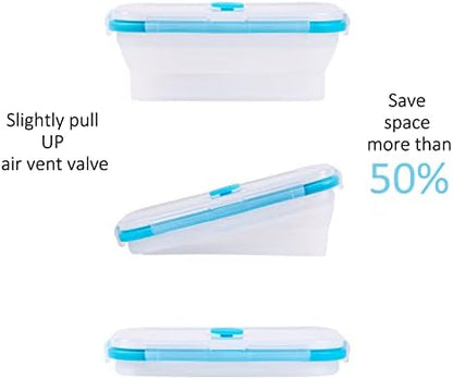 Collapsible Food Storage Containers with Airtight Lid & Vent, 27oz, Kitchen Stacking Silicone Collapsible Meal Prep Container Set for Leftover, Microwave Freezer Dishwasher Safe, Translucent, Set of 4
