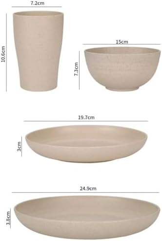 Wheat Straw Tableware Set, 16 Pieces (for 4 People)