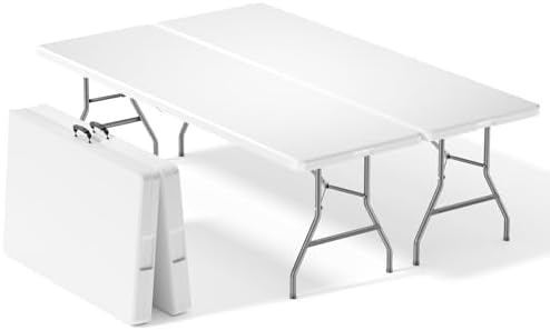 Sweetcrispy 8 FT Folding Picnic Table 2 Pack, Easy to Fold and Store
