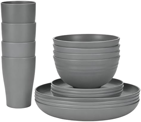 Wheat Straw Tableware Set, 16 Pieces (for 4 People)