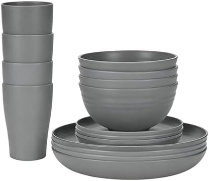 Wheat Straw Tableware Set, 16 Pieces (for 4 People)