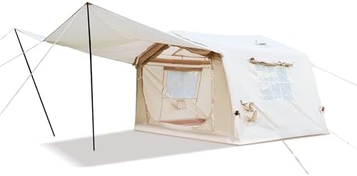 8 m ² Inflatable Tents for Camping with Canopy, Blow Up Tent with Hand Pump, Easy Setup InflatableTent 4 Season Tent, Waterproof Oxford Air Glamping Tents for Camping Adult 4/6/8 Person