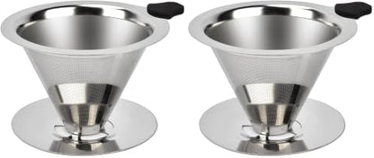 NKOVE Pour Over Coffee Dripper Stainless Steel Reusable Filter Coffee Maker (Pack of 2)