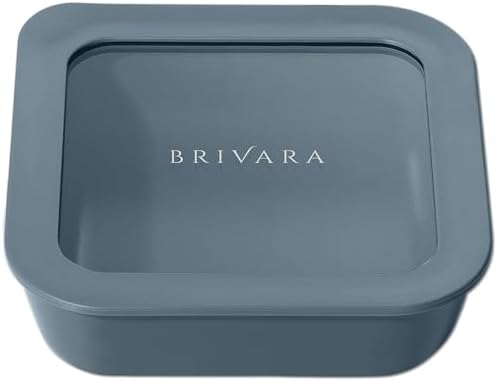 Glass Food Storage Container with Lid, 2.5-Cup Small Square | Microwave-Safe Airtight Lid, Oven-Safe Ceramic-Coated Glass | Zero Plastic, No PFAS/PFOA/BPA, Reusable [Dusk]