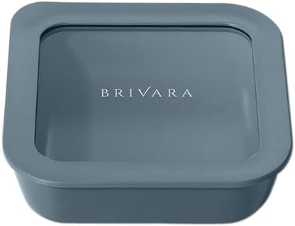 Glass Food Storage Container with Lid, 2.5-Cup Small Square | Microwave-Safe Airtight Lid, Oven-Safe Ceramic-Coated Glass | Zero Plastic, No PFAS/PFOA/BPA, Reusable [Dusk]