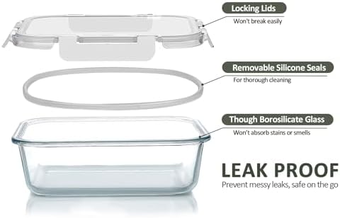M MCIRCO 10 Pack Glass Food Storage Container with Lids, White