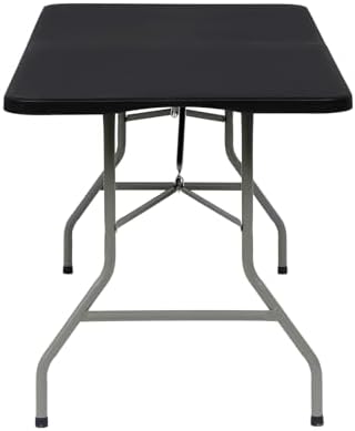 SKONYON 6ft Folding Table for Indoor Outdoor Use – Heavy Duty Foldable Table with Carry Handle Portable Tables Folding for Events, Camping, Picnics, Workstations, Banquets, BBQs (Black,3ft)