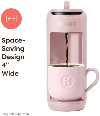 Keurig K-Mini Mate Single Serve K-Cup Pod Coffee Maker, Brews Up to 12 oz Cup, Compact Portable Coffee Machine for Small Spaces, Great for Dorms & Offices, Pink Sands