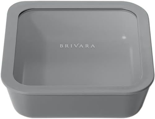 Glass Food Storage Container with Lid, 8-Cup Large Square | Microwave-Safe Airtight Lid, Oven-Safe Ceramic-Coated Glass | Zero Plastic, No PFAS/PFOA/BPA, Reusable [Smoke]