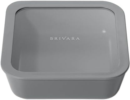 Glass Food Storage Container with Lid, 8-Cup Large Square | Microwave-Safe Airtight Lid, Oven-Safe Ceramic-Coated Glass | Zero Plastic, No PFAS/PFOA/BPA, Reusable [Smoke]