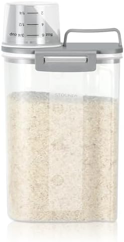 TBMax Rice Storage container 4 Lbs, Small Rice Dispenser with Measuring Cup, Cereal Containers Flour Bin, Kitchen Food Storage Container and Pantry Organizers, Pet Dog Cat Food Dispenser