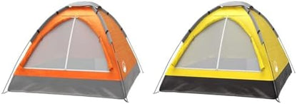 2-Person Dome Tents Bundle- Orange & Yellow- Easy Set Up Shelter with Rain Fly and Carry Bag for Camping, Hiking, Festivals by Wakeman Outdoors