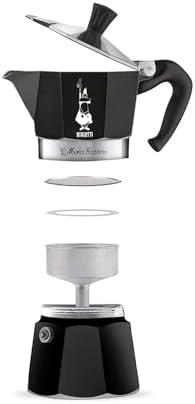 Bialetti Moka Express Iconic Italian Stovetop Espresso Maker (Black, 6 Cups)