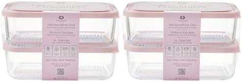 Glass Food Storage Containers with Lids — 8 Piece — 57.5 oz Glass with BPA-Free Leak Resistant Stackable Lids — Microwave, Oven & Dishwasher Safe — Ideal for Meal Prep & More - Berry Blush