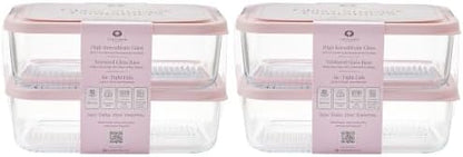 Glass Food Storage Containers with Lids — 8 Piece — 57.5 oz Glass with BPA-Free Leak Resistant Stackable Lids — Microwave, Oven & Dishwasher Safe — Ideal for Meal Prep & More - Berry Blush