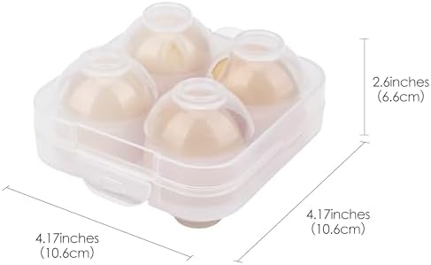 4 Girds E Holder Conggtainer, Plastic Egg Storage Box Shockproof Protection, Portable Egg Tray Carriage Dispenser for Refrigerator Camping Picnic Travel Kitchen Outdoor (Transparent 2 Pcs)