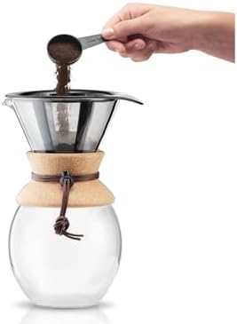 Bodum 51oz Pour Over Coffee Maker, High-Heat Borosilicate Glass with Reusable Stainless Steel Filter and Cork Grip - Made in Portugal